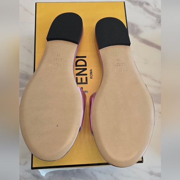 Fendi Women's Metallic Pink Mules - Picture 3 of 6